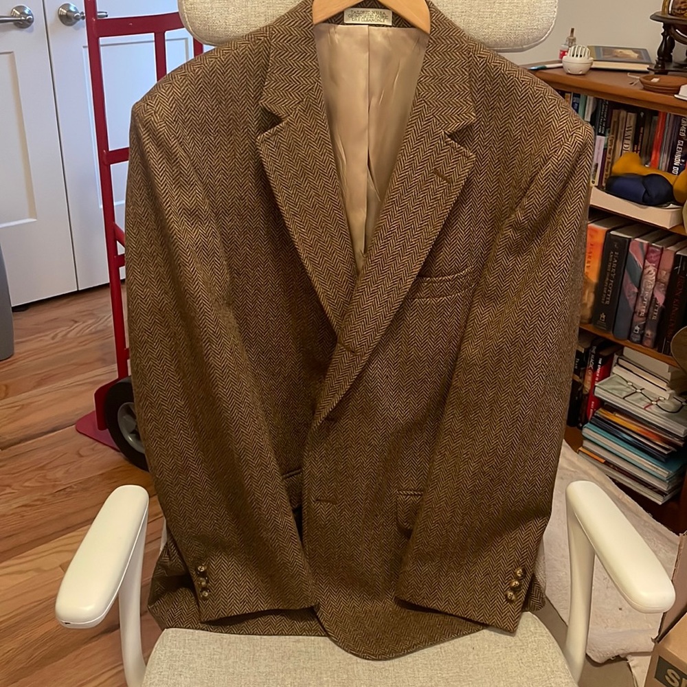 Orvis Brown Herringbone Tweed Sport Coat Blazer Made in USA - 42R